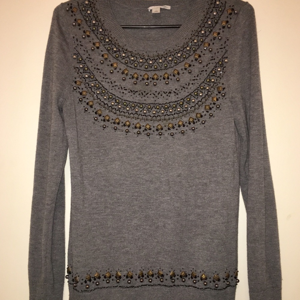 Halogen Sweater 💎💖Grey with Beaded Accents
